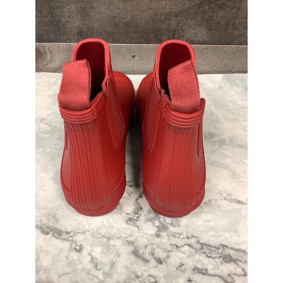 Hunter Women's 6 Military Red Matte Original Chelsea Rain Boots Pull On LM1-58 - Picture 4 of 7